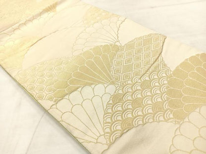 平和屋着物◎両面 六通柄袋帯 枝松文 金糸 正絹 逸品 AABE3204uk