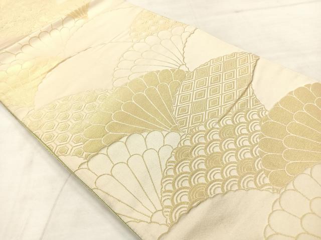 平和屋着物◎両面 六通柄袋帯 枝松文 金糸 正絹 逸品 AABE3204uk