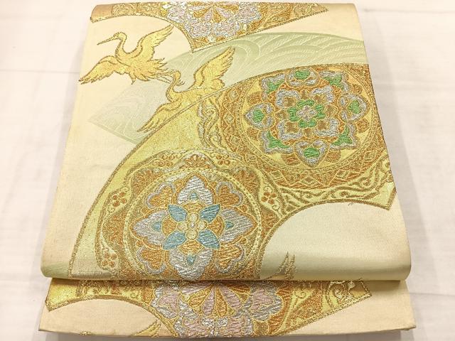 平和屋着物◎六通柄袋帯 地紙花鳥文 金銀糸 正絹 逸品 AABE3218uk