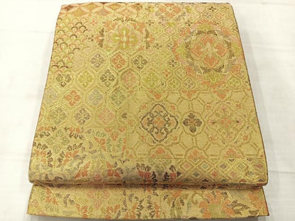 平和屋着物◎佐賀錦　六通柄袋帯　正倉院花文　金糸　正絹　逸品　AABE3232uk