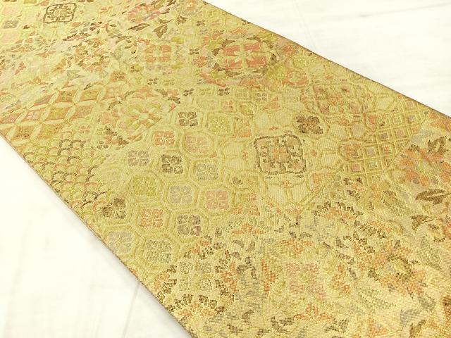 平和屋着物◎佐賀錦　六通柄袋帯　正倉院花文　金糸　正絹　逸品　AABE3232uk