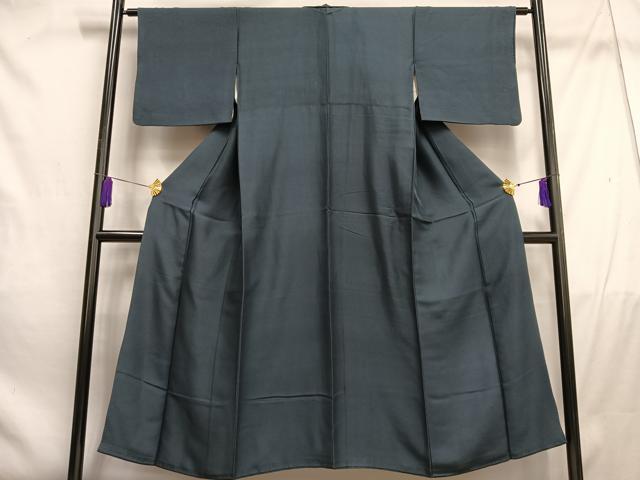 平和屋着物●上質な紬　色無地　鉄紺色　正絹　逸品　AABE8130ph 平和屋着物○上質な紬 色無地 鉄紺色 正絹 逸品 AABE8130ph