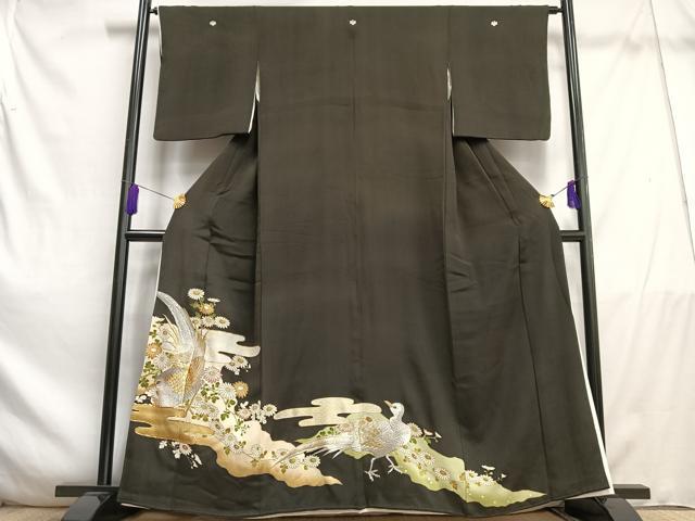 平和屋着物■豪華黒留袖　駒刺繍　花鳥文　暈し染め　金銀糸　金銀彩　正絹　逸品　AABE3302oa