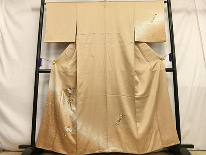 平和屋着物■訪問着　扇面枝花文　暈し染め　金銀彩　正絹　逸品　AABE3303oa