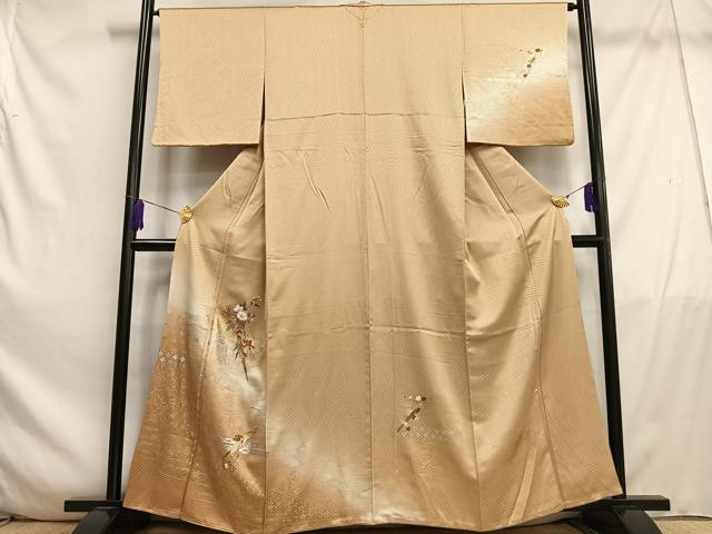 平和屋着物■訪問着　扇面枝花文　暈し染め　金銀彩　正絹　逸品　AABE3303oa