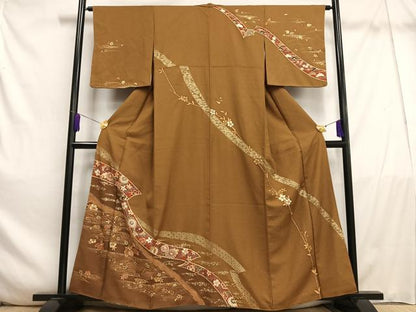 平和屋着物■訪問着　鬘帯花文　金彩　正絹　逸品　AABE3306oa