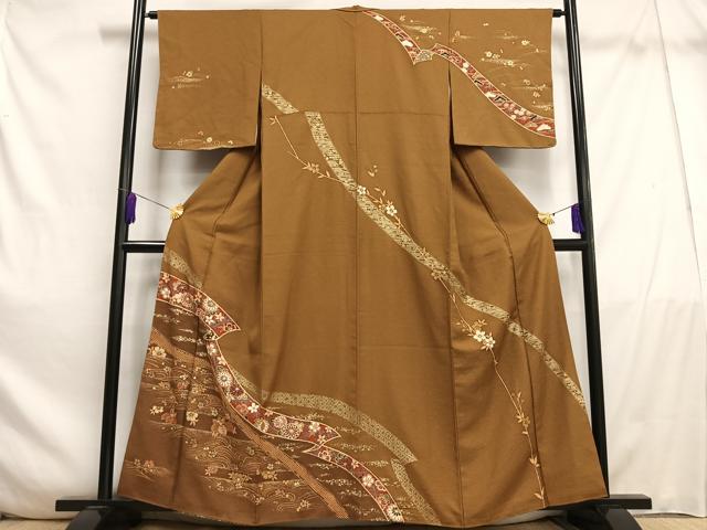 平和屋着物■訪問着　鬘帯花文　金彩　正絹　逸品　AABE3306oa