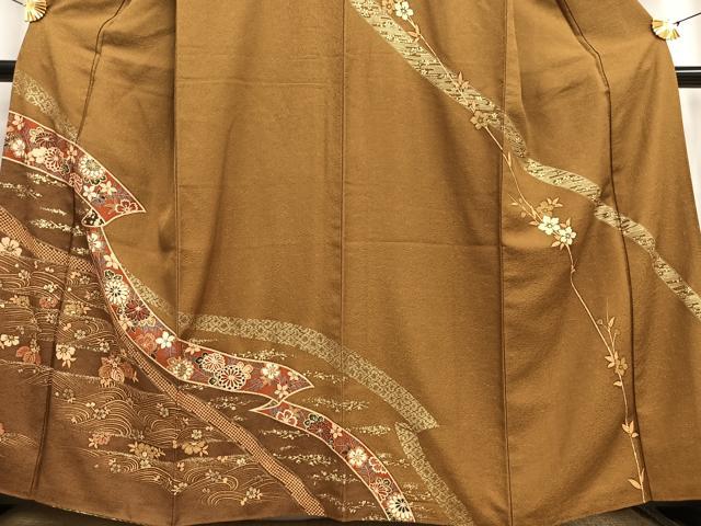 平和屋着物■訪問着　鬘帯花文　金彩　正絹　逸品　AABE3306oa