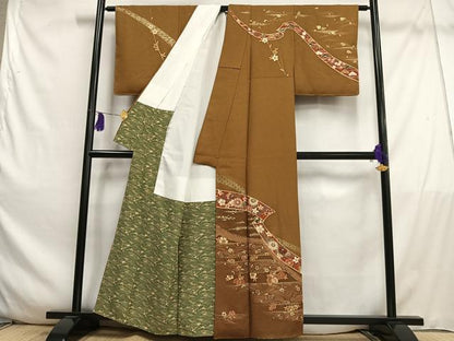 平和屋着物■訪問着　鬘帯花文　金彩　正絹　逸品　AABE3306oa