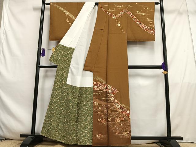 平和屋着物■訪問着　鬘帯花文　金彩　正絹　逸品　AABE3306oa