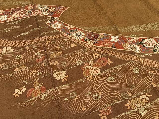 平和屋着物■訪問着　鬘帯花文　金彩　正絹　逸品　AABE3306oa