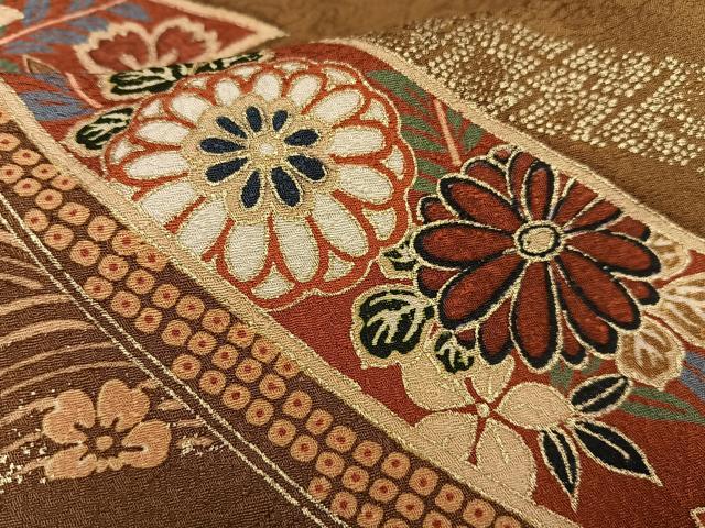 平和屋着物■訪問着　鬘帯花文　金彩　正絹　逸品　AABE3306oa
