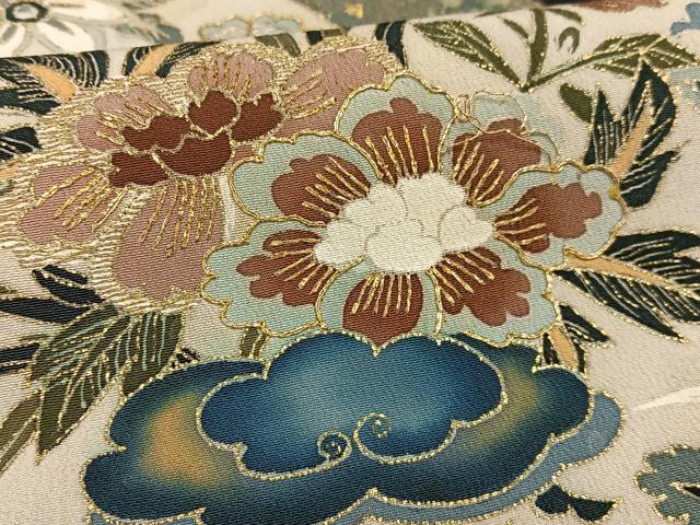 平和屋着物■豪華黒留袖 駒刺繍 草花文 金彩 正絹 逸品 AABE3312oa