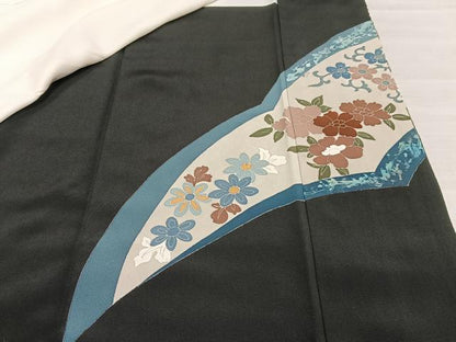 平和屋着物■豪華黒留袖 駒刺繍 草花文 金彩 正絹 逸品 AABE3312oa