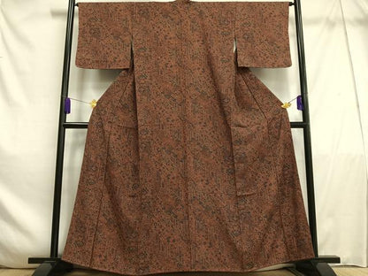 平和屋着物■上質な小紋　更紗花文　正絹　逸品　未使用　AABE3339oa