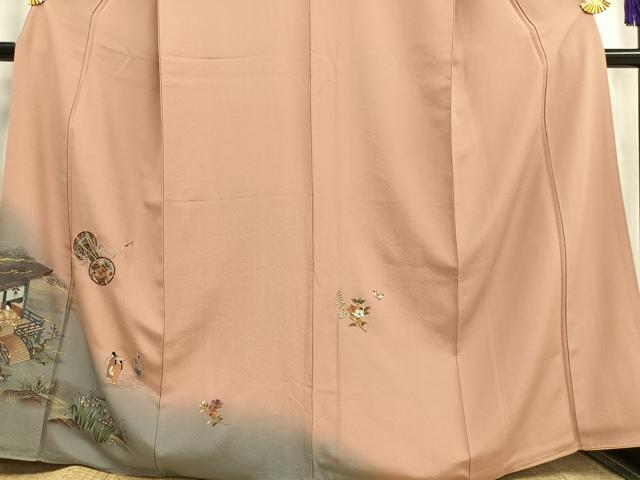 平和屋着物■訪問着　刺繍　人物花鼓文　暈し染め　金彩　正絹　逸品　AABE3340oa