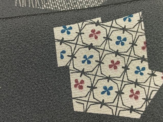 平和屋着物■上質な小紋　幾何学花文　正絹　逸品　AABE3344oa