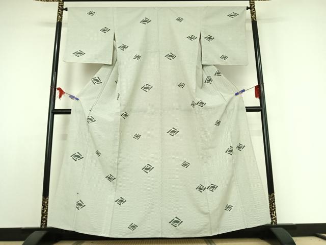 平和屋着物▽小紋 単衣 扇面花文 洗える着物 AABE3361jh