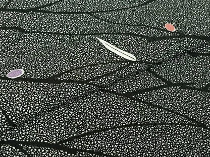 平和屋着物▽小紋 単衣 枝花文 黒地 洗える着物 AABE3362jh