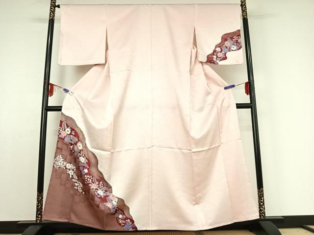 平和屋着物▽訪問着 単衣 辻が花 洗える着物 AABE3364jh