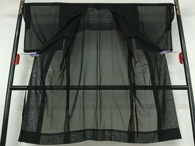 平和屋着物▽道中着　スリーシーズン　春夏秋　塵除け　紗　暗黒色　黒地　ロング丈　洗える着物　AABE3367jh