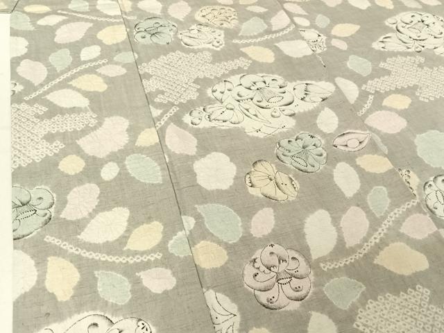 平和屋着物▽生紬　単衣　辻が花　絞り　正絹　逸品　AABE3371jh 平和屋着物▽生紬 単衣 辻が花 絞り 正絹 逸品 AABE3371jh