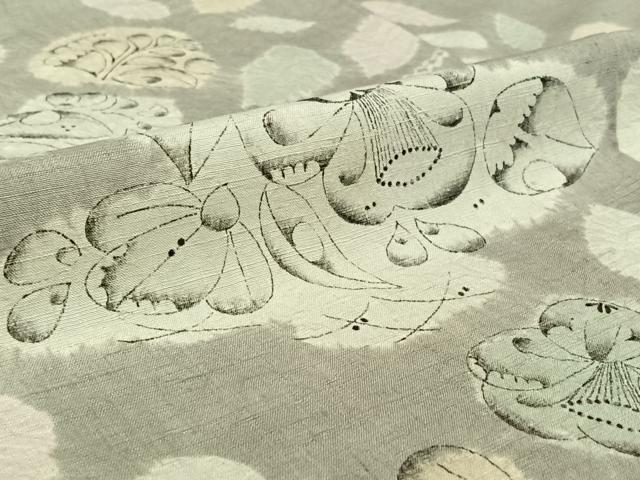 平和屋着物▽生紬　単衣　辻が花　絞り　正絹　逸品　AABE3371jh 平和屋着物▽生紬 単衣 辻が花 絞り 正絹 逸品 AABE3371jh