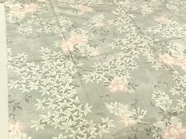 平和屋着物▽本場大島紬 白大島 単衣 草花文 正絹 逸品 AABE3377jh