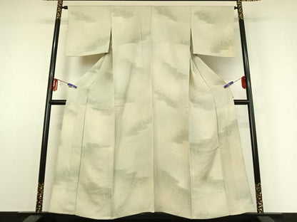平和屋着物▽上質な小紋 単衣 草花文 暈し染め 正絹 逸品 AABE3378jh