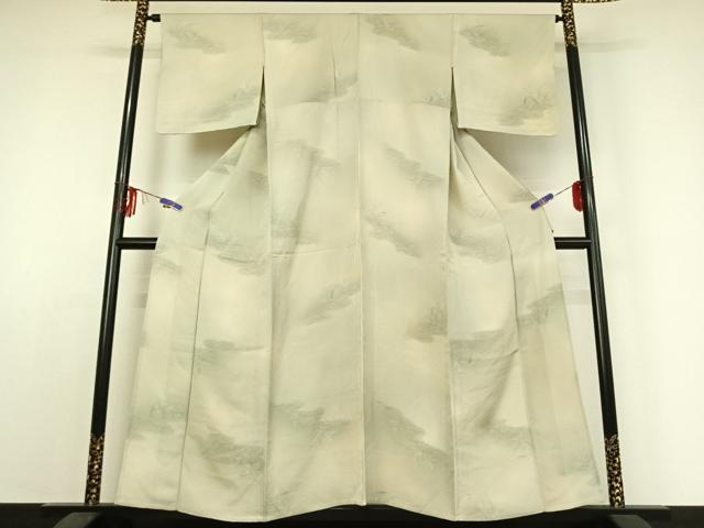 平和屋着物▽上質な小紋 単衣 草花文 暈し染め 正絹 逸品 AABE3378jh
