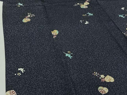 平和屋着物▽上質な小紋 単衣 草花文 兎 正絹 逸品 AABE3379jh
