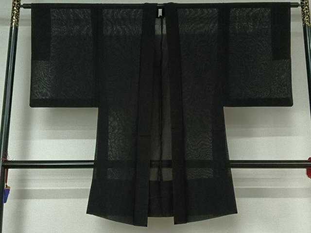 平和屋着物▽男性 黒紋付 スリーシーズン 春夏秋 塵除け 暗黒色 正絹 逸品 AABE3380jh
