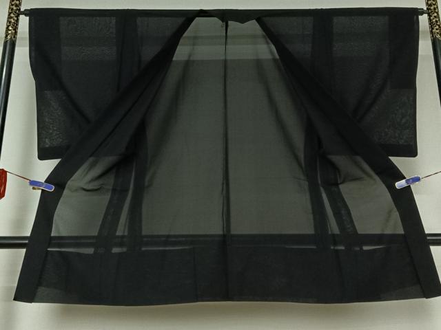 平和屋着物▽男性 黒紋付 スリーシーズン 春夏秋 塵除け 暗黒色 正絹 逸品 AABE3380jh