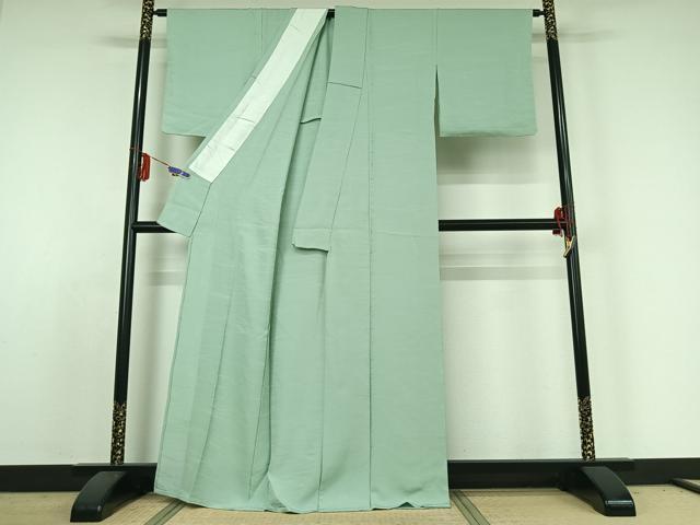 平和屋着物▽上質な色無地 単衣 芝地紋 瓶覗色 正絹 逸品 AABE3382jh