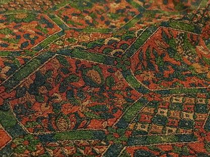 平和屋着物▽上質な小紋 単衣 亀甲花文 鬼しぼ縮緬 正絹 逸品 AABE3385jh