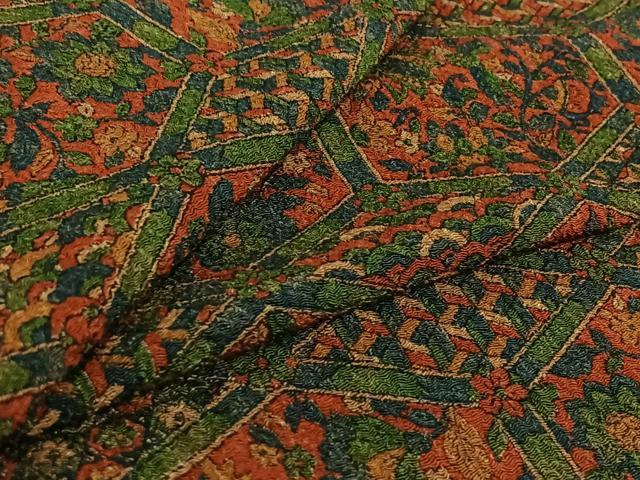 平和屋着物▽上質な小紋 単衣 亀甲花文 鬼しぼ縮緬 正絹 逸品 AABE3385jh