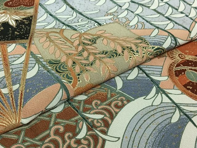 平和屋着物▽色留訪問着 単衣 立波花文 金彩 洗える着物 AABE3388jh