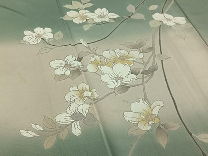 平和屋着物▽訪問着 単衣 枝花文 暈し染め 正絹 逸品 AABE3389jh