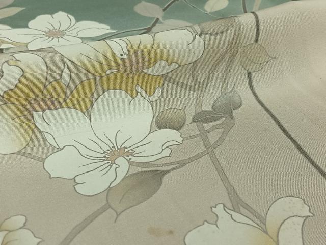 平和屋着物▽訪問着 単衣 枝花文 暈し染め 正絹 逸品 AABE3389jh