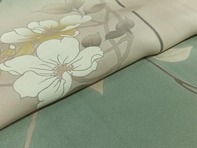 平和屋着物▽訪問着 単衣 枝花文 暈し染め 正絹 逸品 AABE3389jh