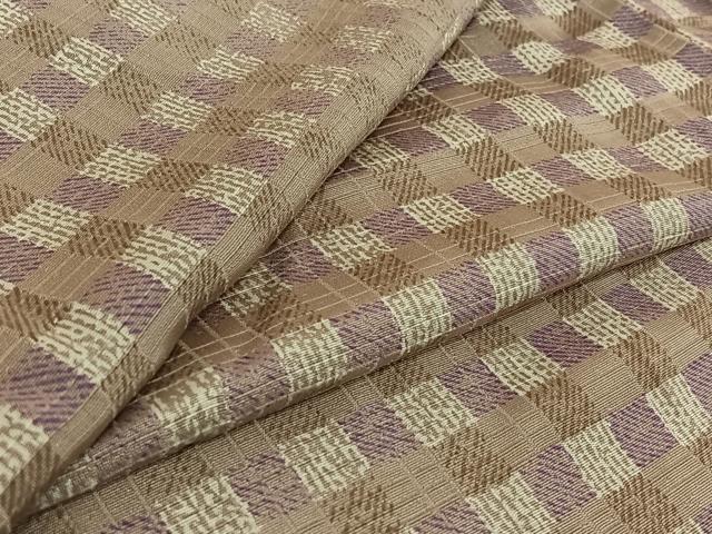 平和屋着物▽お召　単衣　格子　正絹　逸品　AABE3390jh