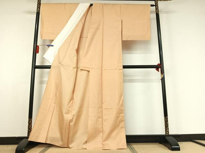 平和屋着物▽本場大島紬　単衣　肌色　正絹　逸品　AABK0389ck