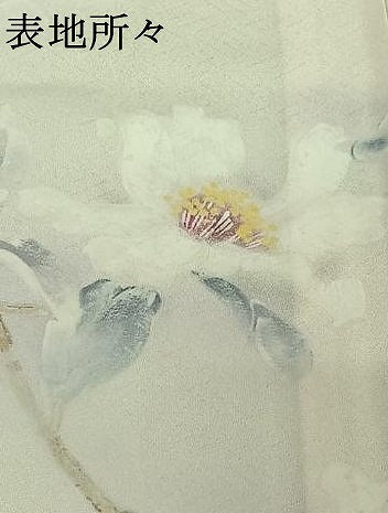 平和屋着物▽訪問着 単衣 手描き 刺繍 枝花文 暈し染め 正絹 逸品 AABE3392jh