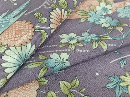 平和屋着物▽小紋 単衣 立波花文 洗える着物 AABE3393jh