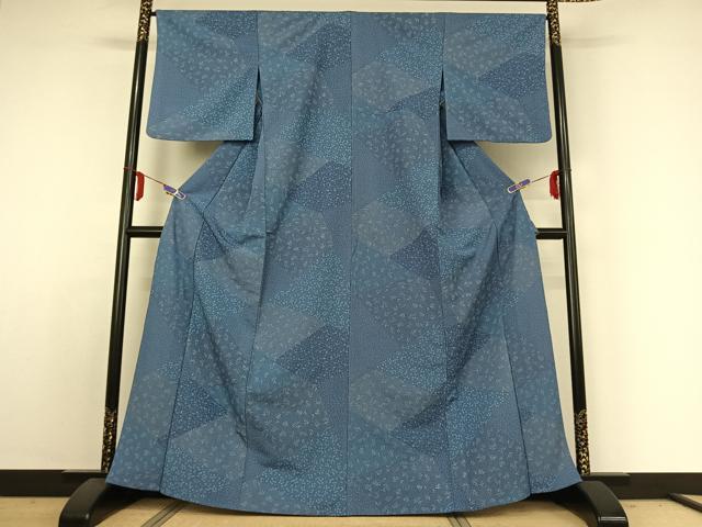 平和屋着物▽小紋 単衣 切嵌花文 洗える着物 AABE3396jh