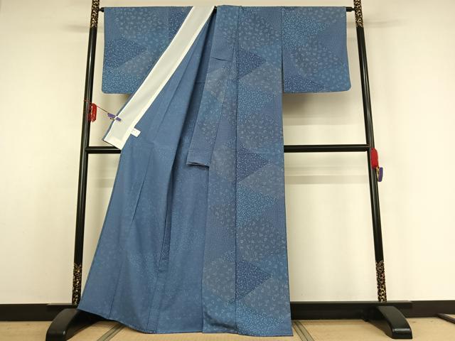 平和屋着物▽小紋 単衣 切嵌花文 洗える着物 AABE3396jh