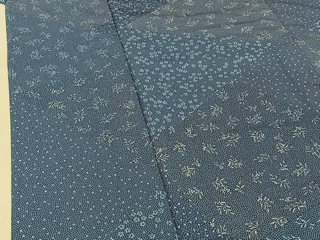 平和屋着物▽小紋 単衣 切嵌花文 洗える着物 AABE3396jh