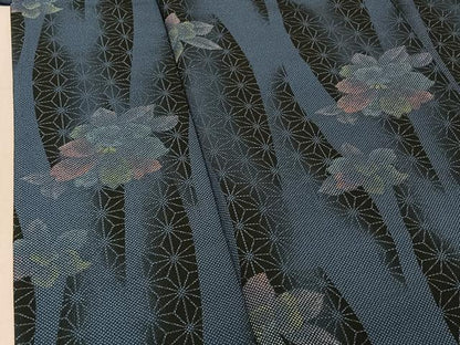 平和屋着物▽小紋 単衣 立涌花文 洗える着物 AABE3399jh