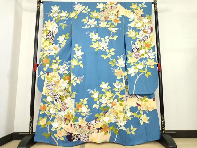 平和屋着物●創業460年・千總　誰が袖好み　振袖　幔幕橘文　正絹　逸品　AABE3410ck