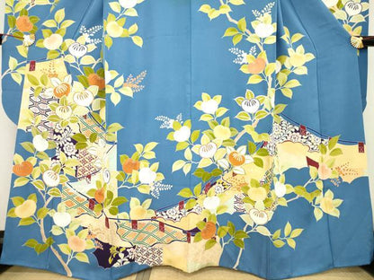 平和屋着物●創業460年・千總　誰が袖好み　振袖　幔幕橘文　正絹　逸品　AABE3410ck